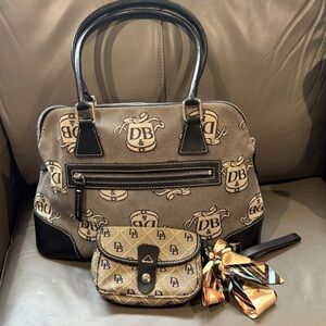Dooney & Bourke Limited Edition Black and Cream Shoulder Bag with wristlet